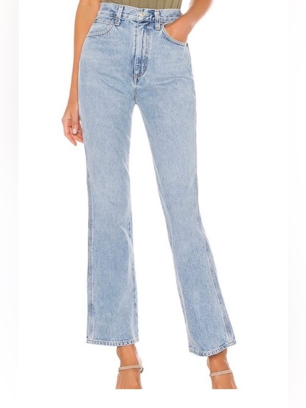 AGOLDE 70s Boot High Rise Jeans Commune Wash Cotton Sz 25 Light Wash Revolve